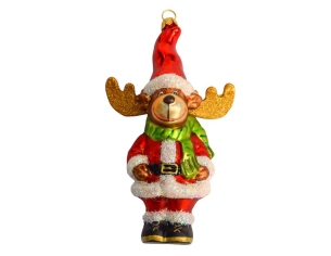 Boule de Noël renne du Père Noël H15cm