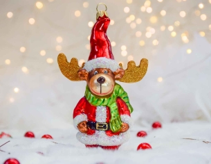 Boule de Noël renne du Père Noël H15cm