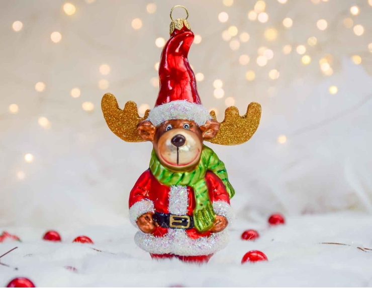 Boule de Noël renne du Père Noël H15cm