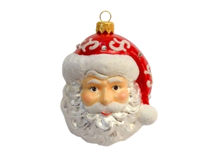Boule de Noël visage Père Noël verre soufflé H10cm