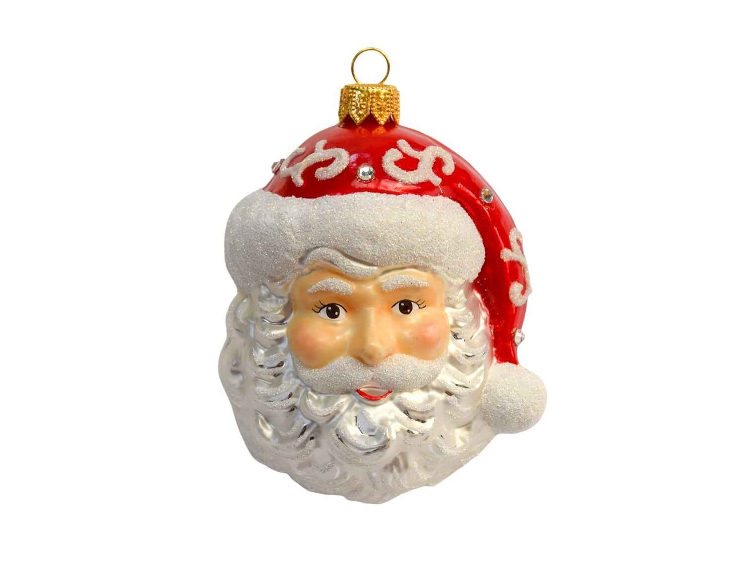 Boule de Noël visage Père Noël | Verre soufflé| Made in Europe