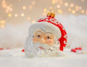 Boule de Noël visage Père Noël verre soufflé H10cm