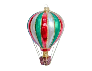 Boule de Noël montgolfière verre soufflé H14cm