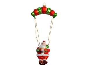 Père Noël en parachute verre soufflé H23cm