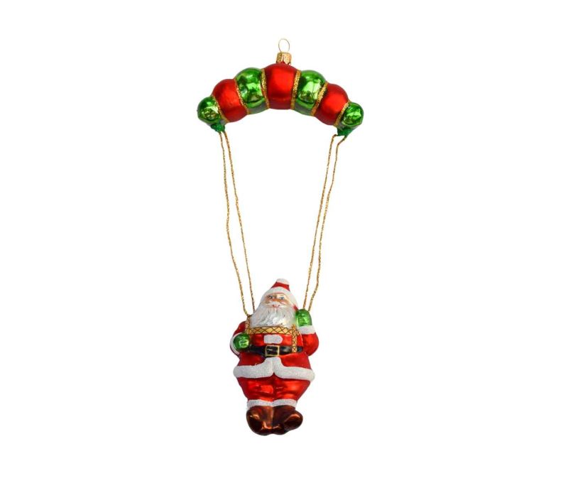 Père Noël en parachute verre soufflé H23cm