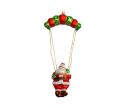 Voir la slide Boule de Noël verre soufflé Père Noël en parachute rouge vert voilure rouge verte segments cordages dorés peint main H23cm