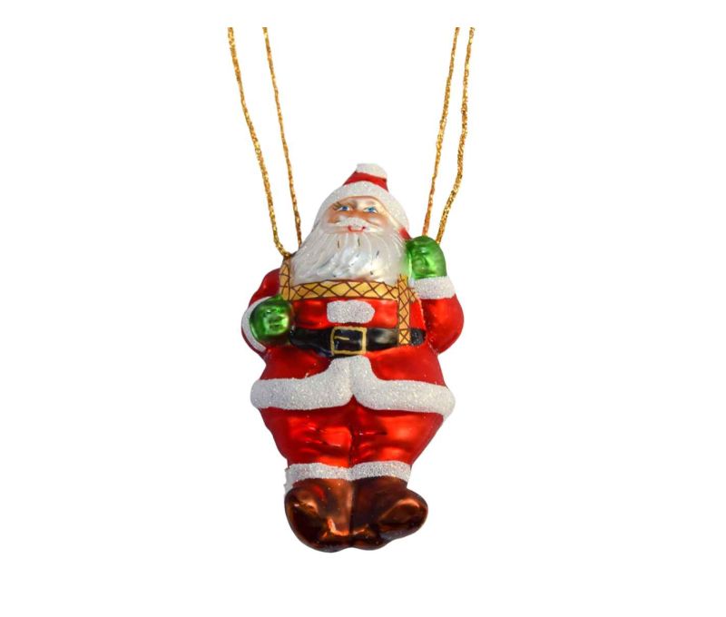 Père Noël en parachute verre soufflé H23cm