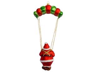 Père Noël en parachute verre soufflé H23cm