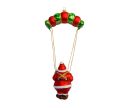 Voir la slide Boule de Noël verre soufflé Père Noël en parachute rouge vert voilure rouge verte segments cordages dorés peint main H23cm