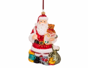 Boule de Noël Père Noël liste cadeaux verre soufflé H20cm