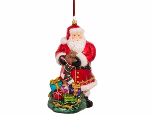 Père Noël verre soufflé sac de cadeaux H18cm