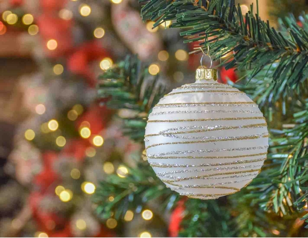 Boule de Noël blanche dorée galaxie Verre Made in Europe