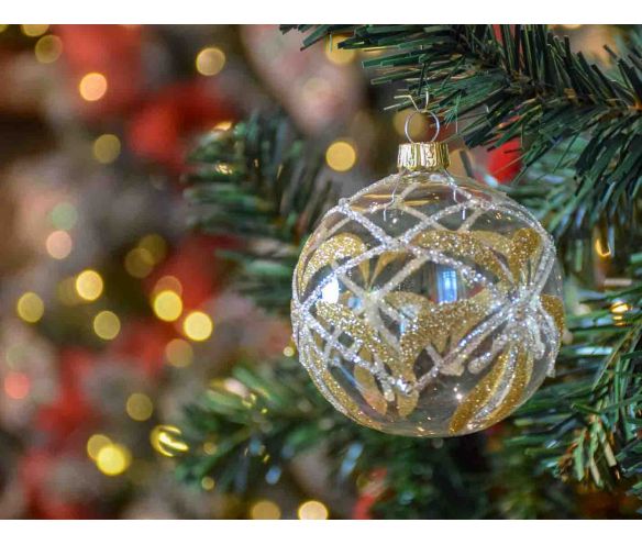 Boule de Noël transparente or champagne D8cm