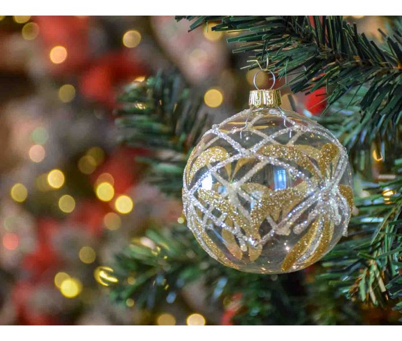 Boule de Noël transparente or champagne D8cm
