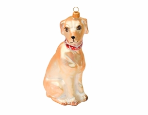 Boule de Noël labrador verre soufflé H19cm