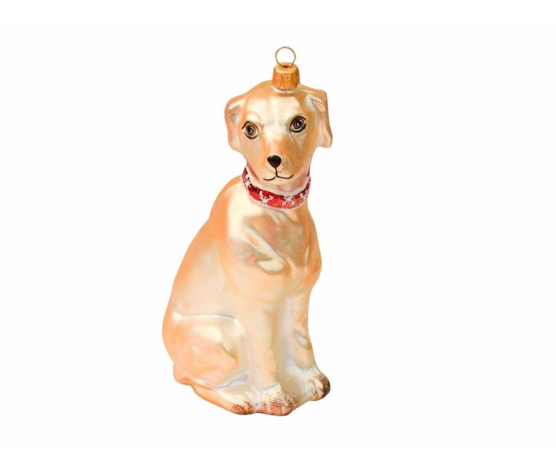 Boule de Noël labrador verre soufflé H19cm