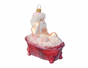Boule de Noël Père Noël bain verre soufflé H12cm