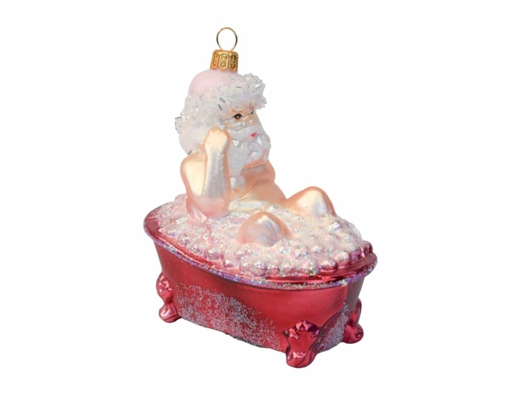 Boule de Noël Père Noël bain verre soufflé H12cm