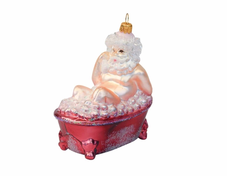 Boule de Noël Père Noël bain verre soufflé H12cm