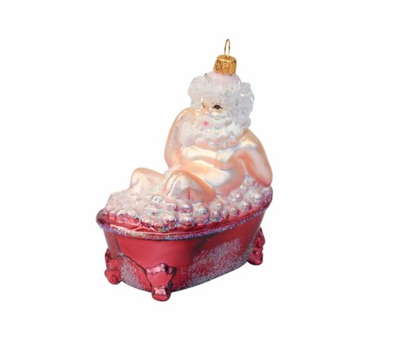 Boule de Noël Père Noël bain verre soufflé H12cm