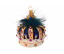 See slide Boule de Noël luxe couronne bleue verre soufflé H11cm