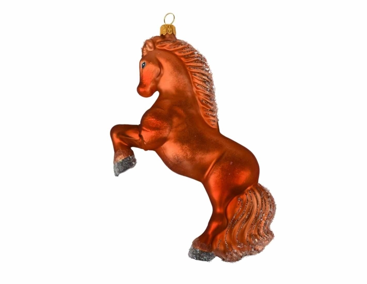 Suspension cheval verre soufflé sapin Noël H20cm