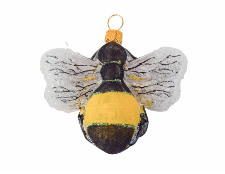 Boule de Noël abeille verre soufflé H7cm