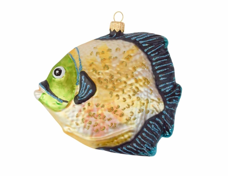 Suspension de Noël poisson multicolore verre soufflé H15cm