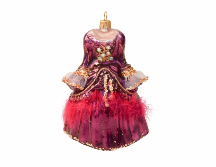 Boule de Noël originale robe mauve H13cm