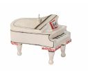 See slide Boule de Noël piano blanc rouge verre soufflé H9cm
