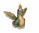 Voir la slide Suspension Noël verre soufflé dragon vert doré ailes déployées couronne yeux verts H13cm