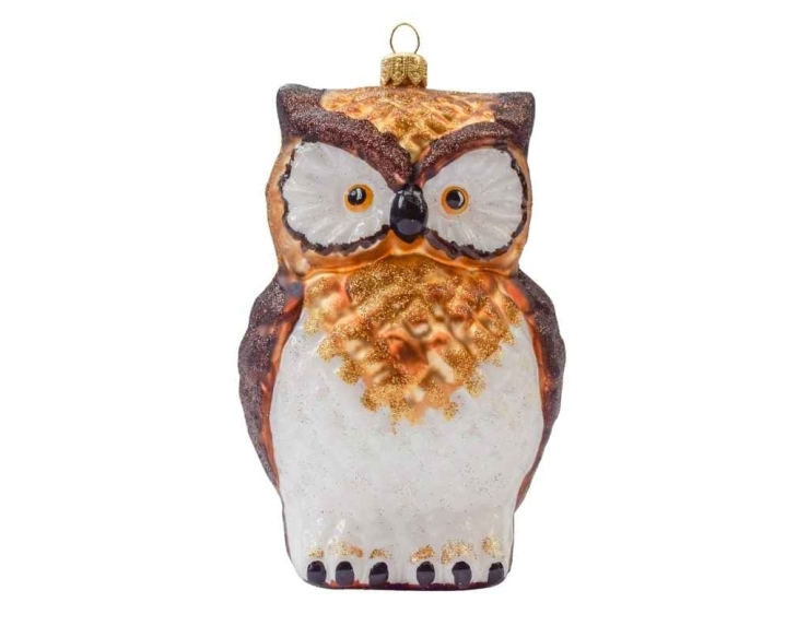 Hibou verre soufflé déco sapin Noël H18cm