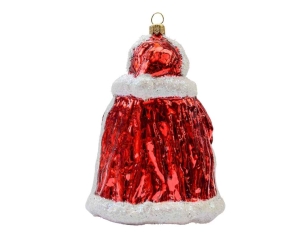 Suspension Père Noël cadeau rouge verre soufflé H17cm