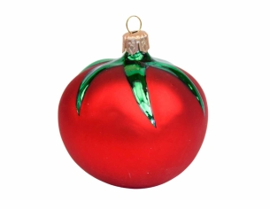Boule de Noël tomate verre soufflé H8cm