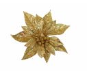Voir la slide Poinsettia Rose de Noël dorée brillante sur clip D18cm