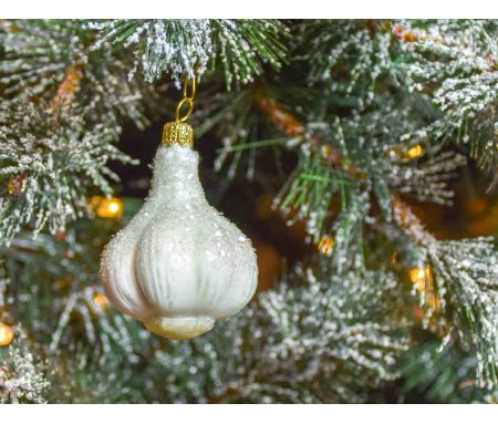 Boule de Noël originale gousse d'ail brillante H7cm