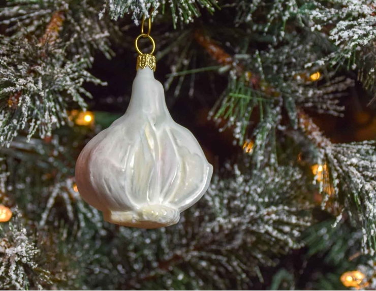 Gousse d'ail verre soufflé déco de Noël H 8cm