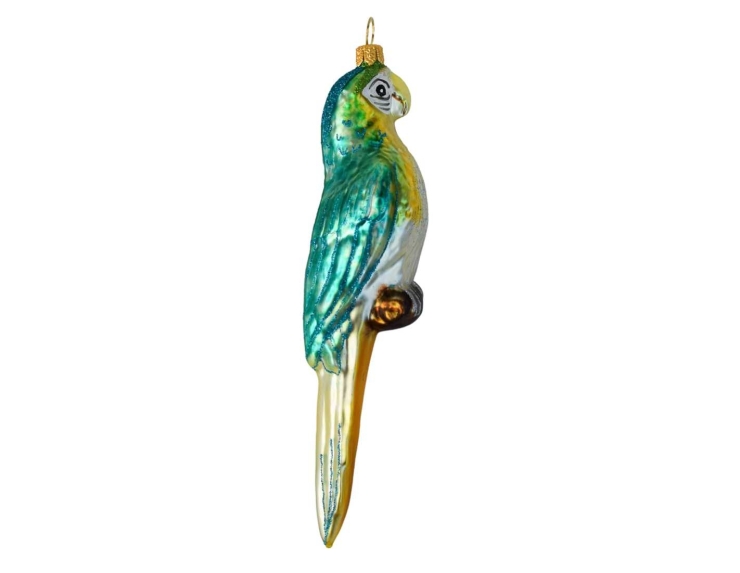 Suspension de Noël perroquet jaune verre soufflé H 16cm
