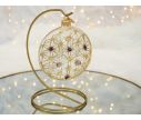 Voir la slide Boule de Noël transparente verre soufflé Fleur de Vie dorée 19 pierres semi-précieuses quartz améthyste D10cm - Lilosquare