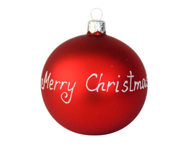 Boule de Noël rouge Merry Christmas D8cm