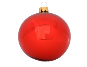 Boule de Noël rouge brillant D8cm