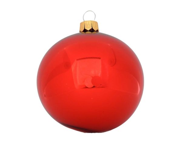 Boule de Noël rouge brillant D8cm