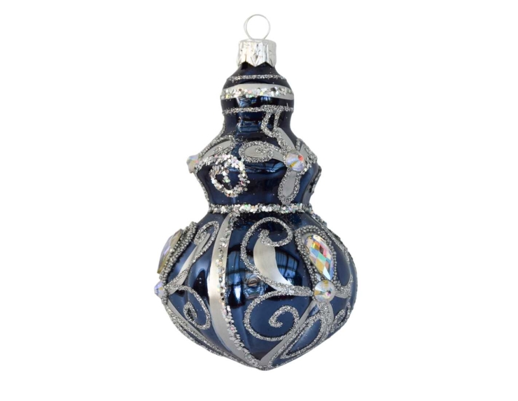 Goutte de Noël bleu strass argentés H11cm