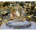 See slide Photophore de Noël décor doré blanc verre soufflé support D15cm