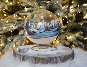 Photophore de Noël New York vintage support D15cm