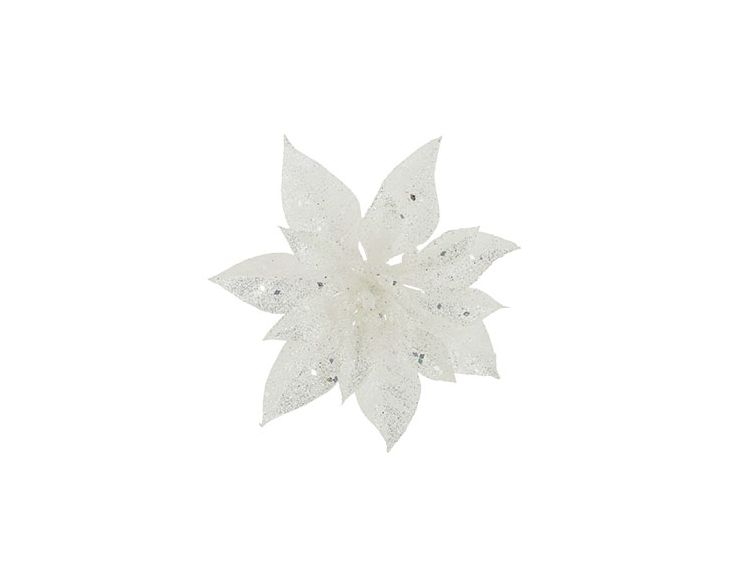 Fleur de Noël Poinsettia blanc brillant D18cm