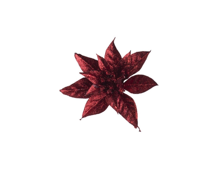 Fleur de Noël Poinsettia bordeaux brillant D8cm