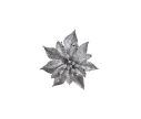 Voir la slide Fleur Poinsettia argentée paillетéе pince Noël D8cm