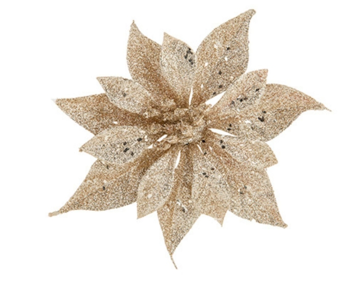 Fleur Poinsettia champagne pailleté D18cm