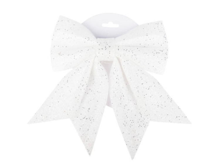 Décoration Noeud blanc pailleté 20x25cm